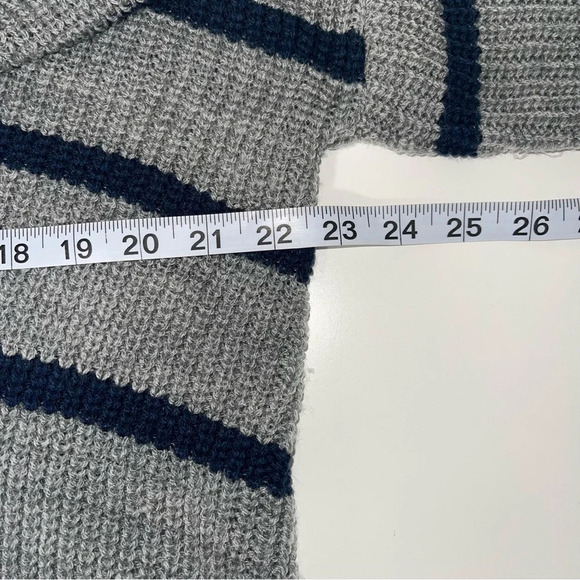 Maurices Heather Gray & Navy Blue Striped V-neck Knit Sweater Small Women’s - Picture 7 of 11